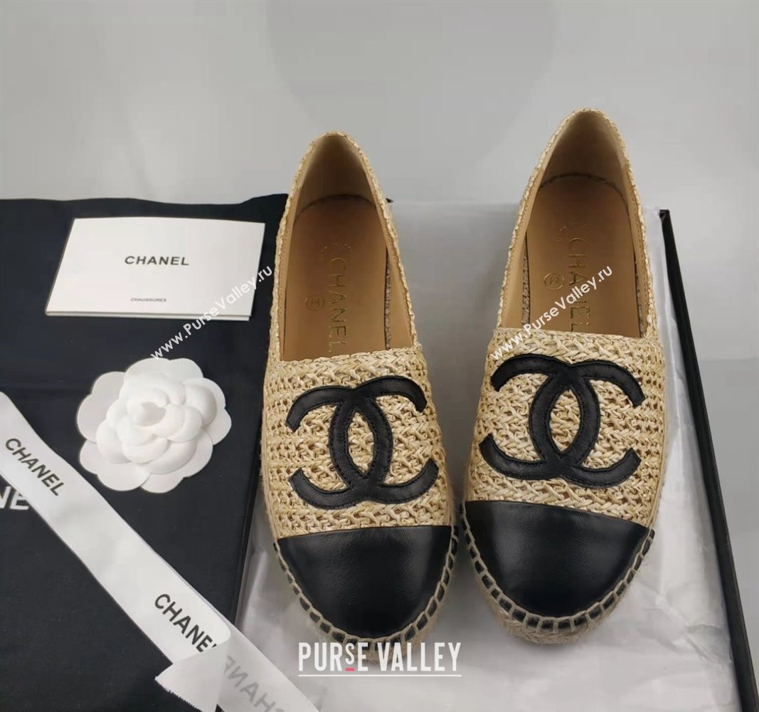 Chanel Straw-Like Lambskin Espadrilles Flat Beige 2024 0816 (MD-240816022)