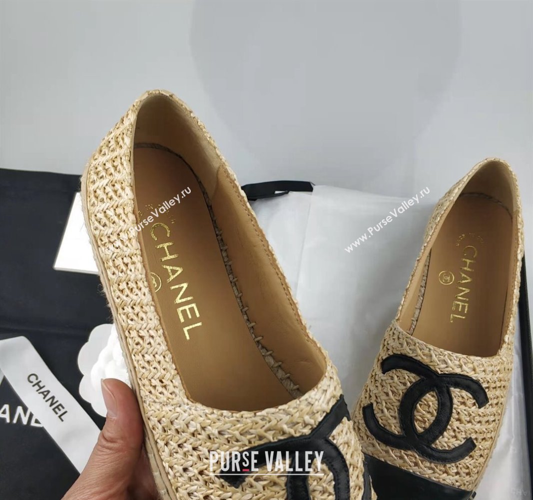 Chanel Straw-Like Lambskin Espadrilles Flat Beige 2024 0816 (MD-240816022)