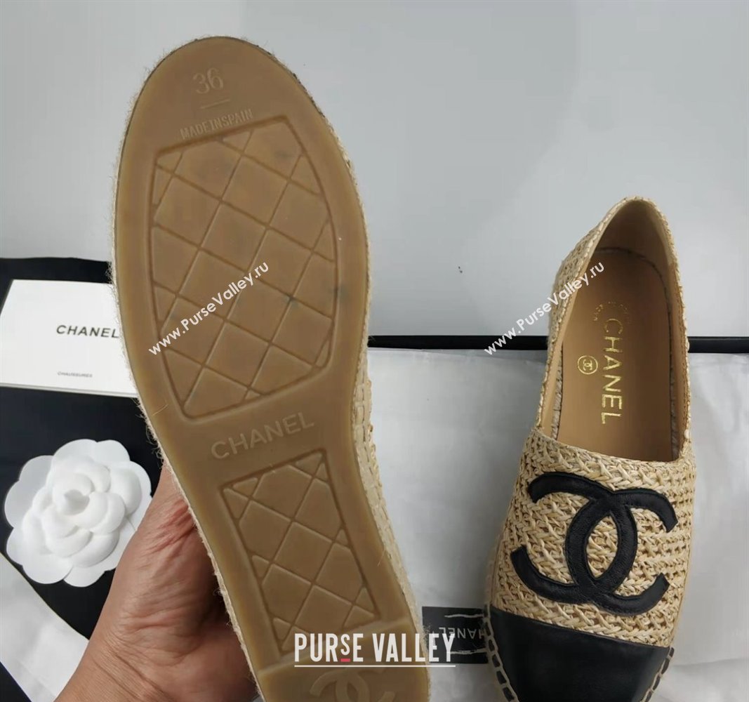 Chanel Straw-Like Lambskin Espadrilles Flat Beige 2024 0816 (MD-240816022)