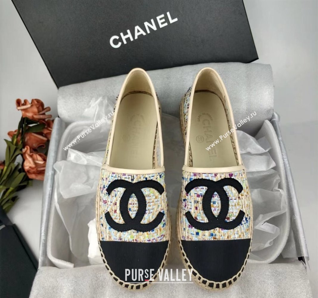 Chanel Tweed Grosgrain Espadrilles Flat Multicolor 2024 081624 (MD-240816024)