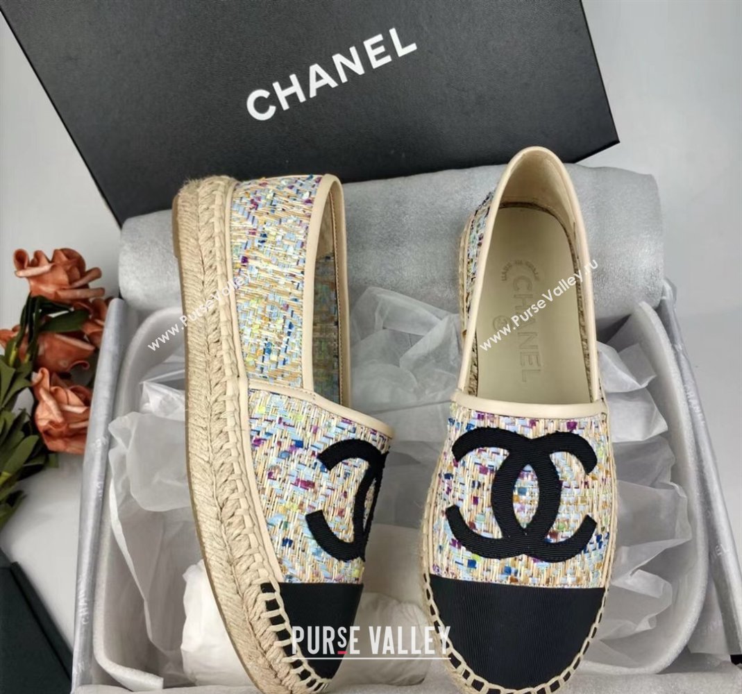 Chanel Tweed Grosgrain Espadrilles Flat Multicolor 2024 081624 (MD-240816024)