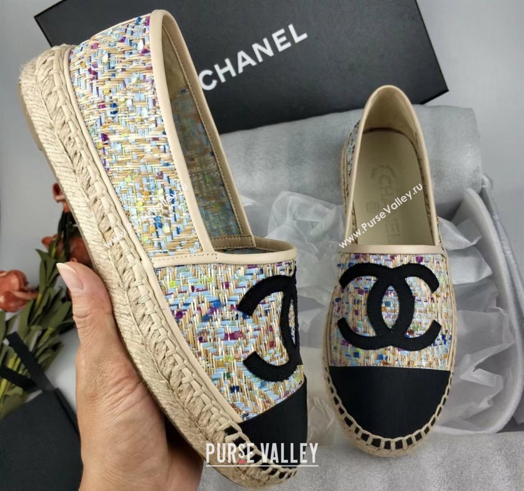 Chanel Tweed Grosgrain Espadrilles Flat Multicolor 2024 081624 (MD-240816024)