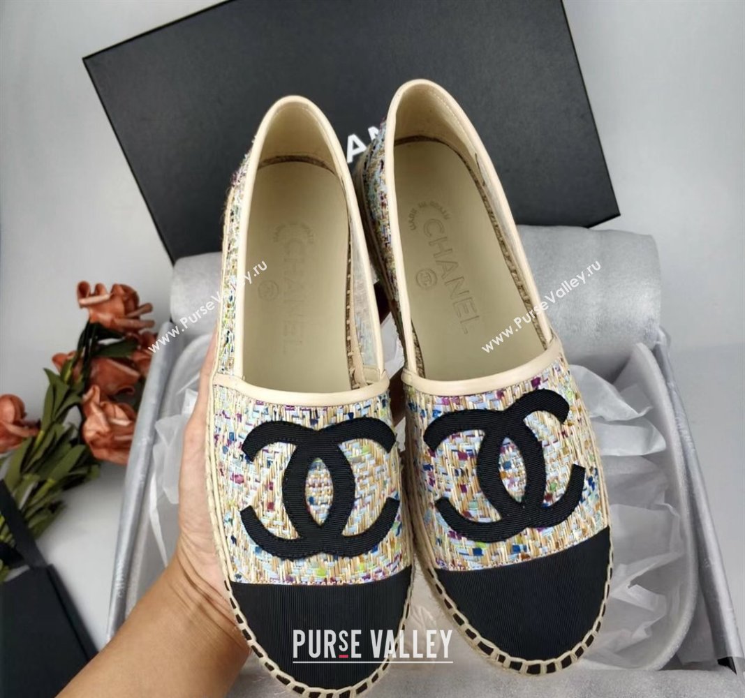 Chanel Tweed Grosgrain Espadrilles Flat Multicolor 2024 081624 (MD-240816024)