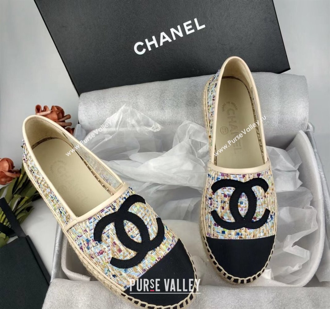 Chanel Tweed Grosgrain Espadrilles Flat Multicolor 2024 081624 (MD-240816024)