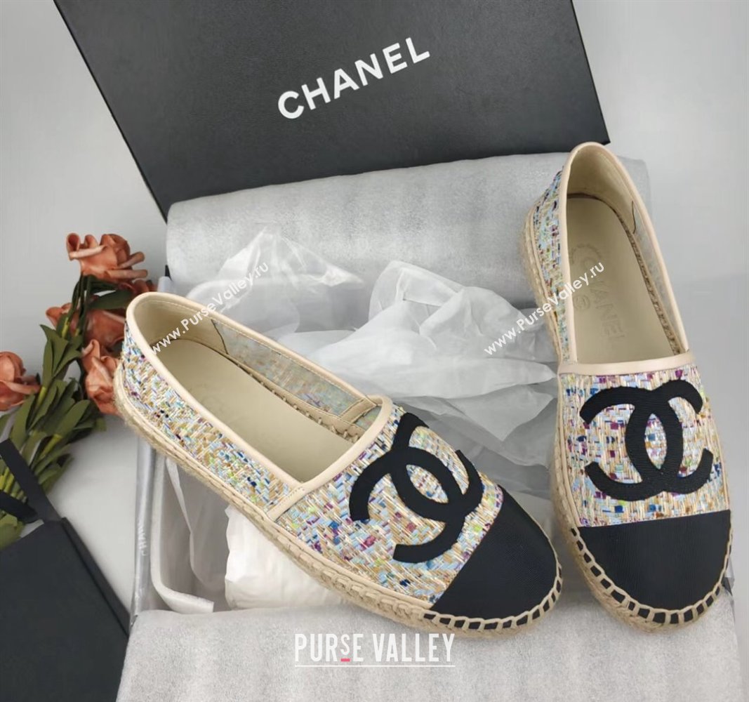 Chanel Tweed Grosgrain Espadrilles Flat Multicolor 2024 081624 (MD-240816024)