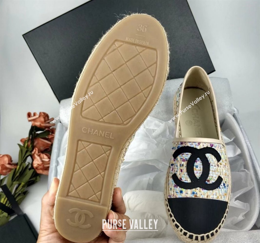 Chanel Tweed Grosgrain Espadrilles Flat Multicolor 2024 081624 (MD-240816024)