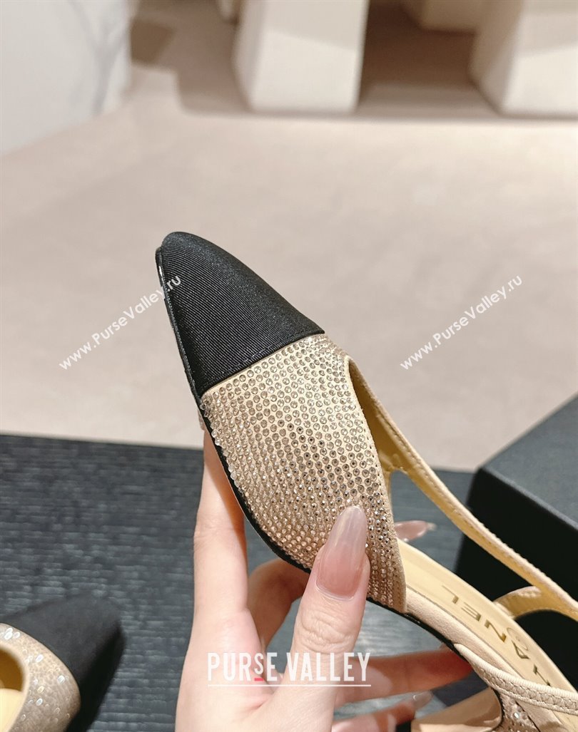 Chanel Strass Grosgrain Slingback Pumps 6.5cm G31318 Beige 2024 0816 (MD-240816036)