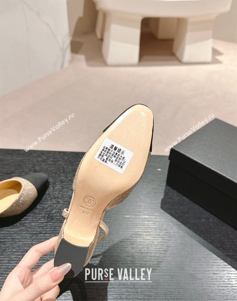 Chanel Strass Grosgrain Slingback Pumps 6.5cm G31318 Beige 2024 0816 (MD-240816036)