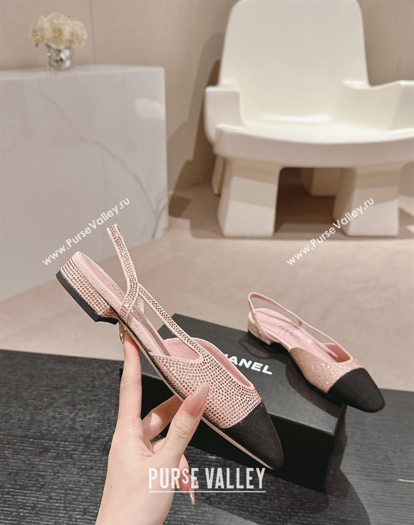 Chanel Strass Grosgrain Slingback Flat G31318 Pink 2024 0816 (MD-240816042)