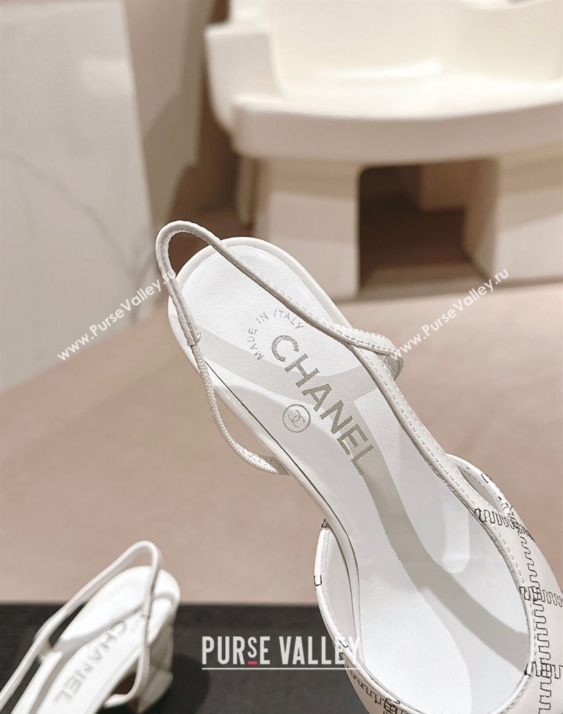 Chanel Quilted Lambskin Grosgrain Slingback Pumps 6.5cm White 2024 081644 (MD-240816044)