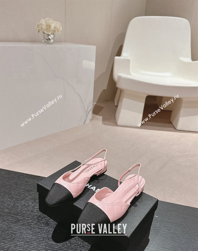 Chanel Quilted Lambskin Grosgrain Slingback Flats Pink 2024 081644 (MD-240816049)