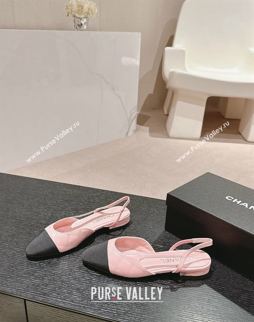 Chanel Quilted Lambskin Grosgrain Slingback Flats Pink 2024 081644 (MD-240816049)