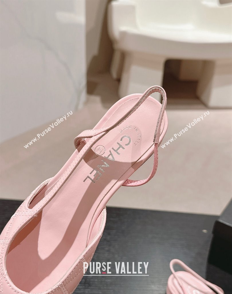 Chanel Quilted Lambskin Grosgrain Slingback Flats Pink 2024 081644 (MD-240816049)