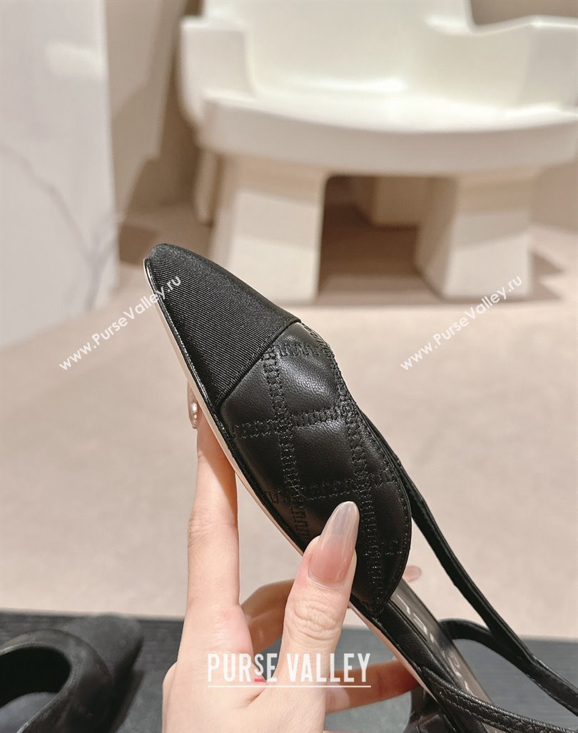 Chanel Quilted Lambskin Grosgrain Slingback Flats Black 2024 081644 (MD-240816050)