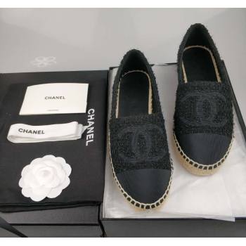 Chanel Tweed Grosgrain Espadrilles Flat Black 2024 0815 (MD-240815121)