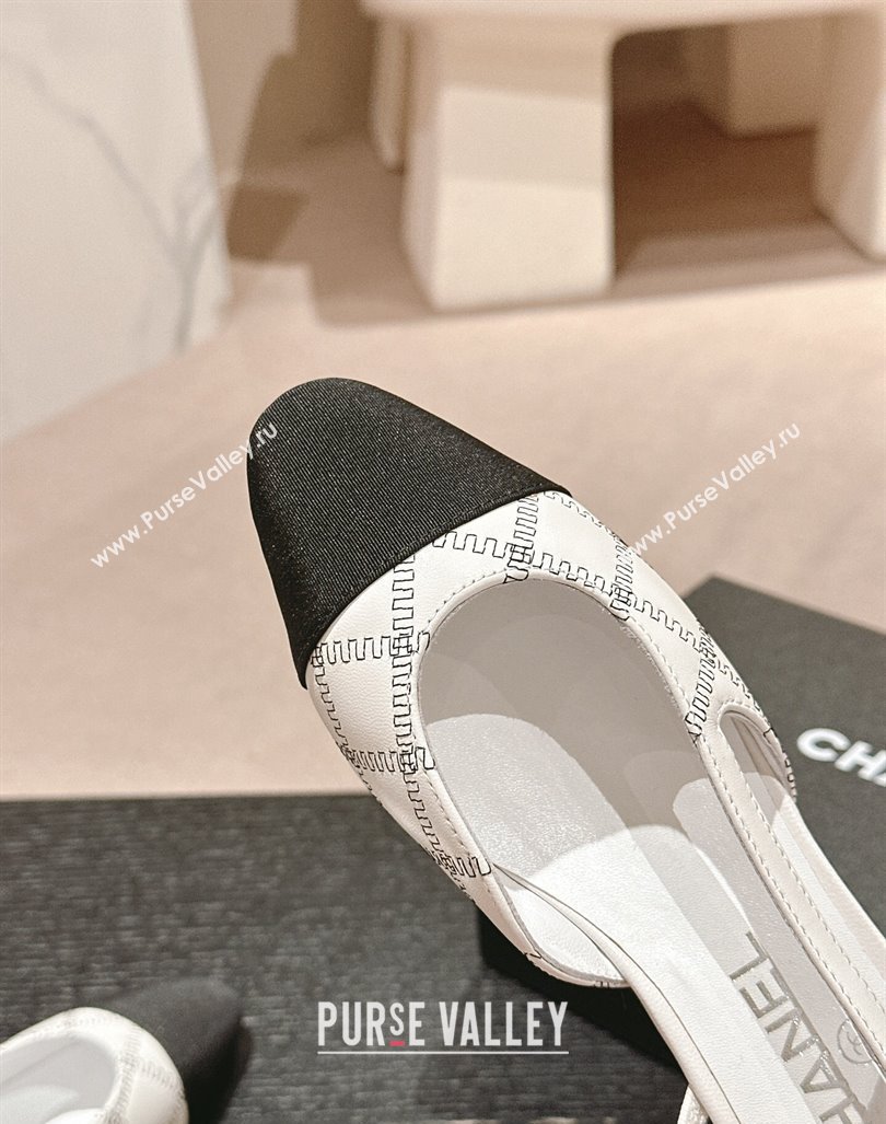 Chanel Quilted Lambskin Grosgrain Slingback Flats White 2024 081644 (MD-240816051)