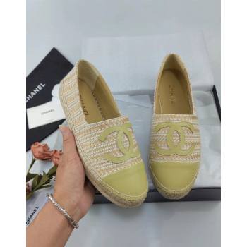 Chanel Tweed Lambskin Espadrilles Flat Lemon Green 2024 0815 (MD-240815117)