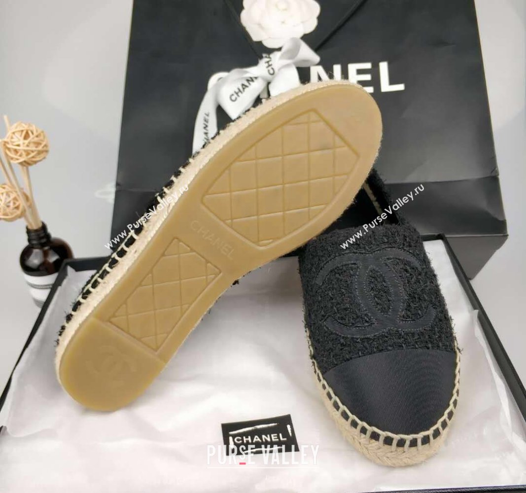 Chanel Tweed Grosgrain Espadrilles Flat Black 2024 0815 (MD-240815121)