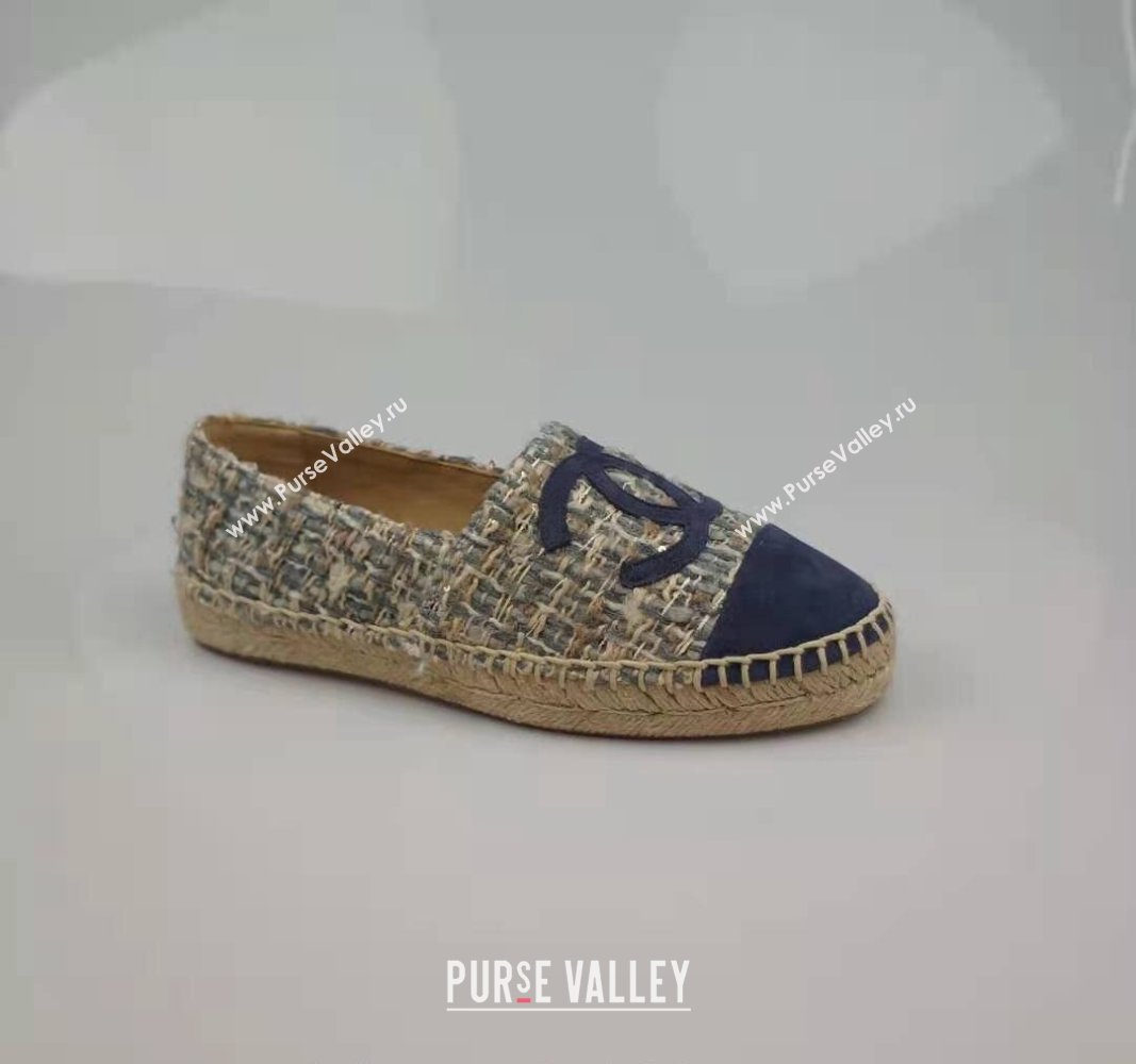 Chanel Tweed Suede Espadrilles Flat Blue 2024 081502 (MD-240815122)