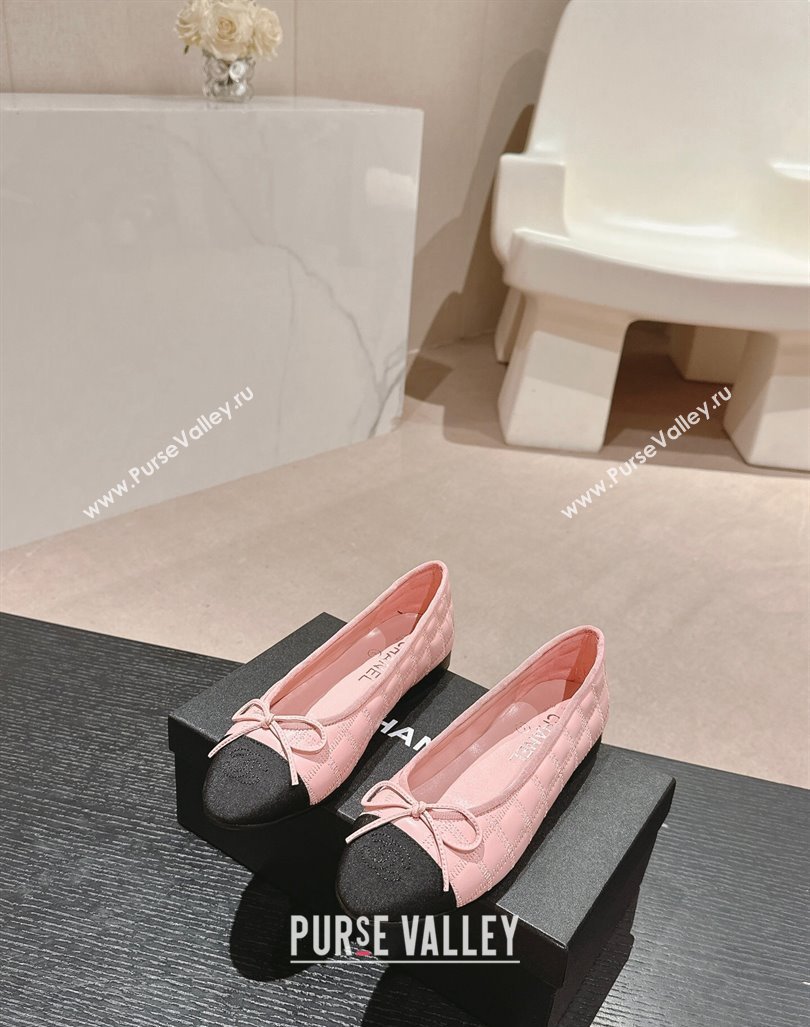 Chanel Quilted Lambskin Grosgrain Ballet Flats Pink 2024 081644 (MD-240816053)