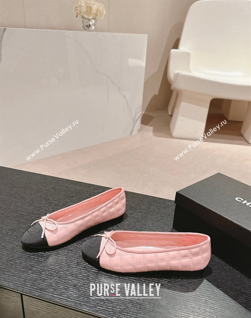 Chanel Quilted Lambskin Grosgrain Ballet Flats Pink 2024 081644 (MD-240816053)