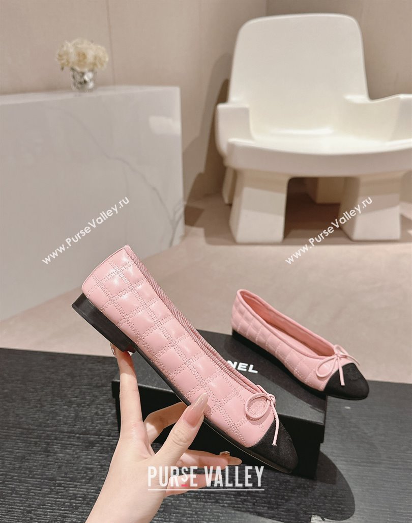 Chanel Quilted Lambskin Grosgrain Ballet Flats Pink 2024 081644 (MD-240816053)