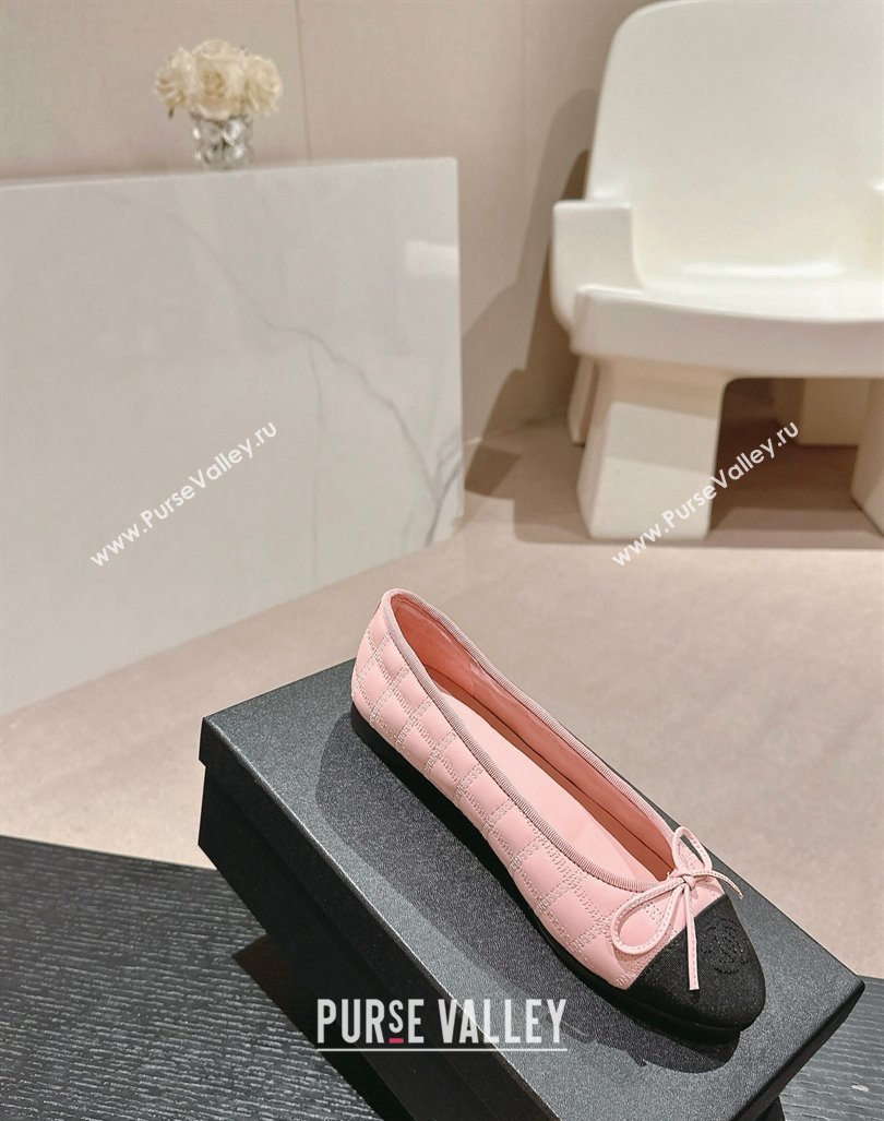 Chanel Quilted Lambskin Grosgrain Ballet Flats Pink 2024 081644 (MD-240816053)