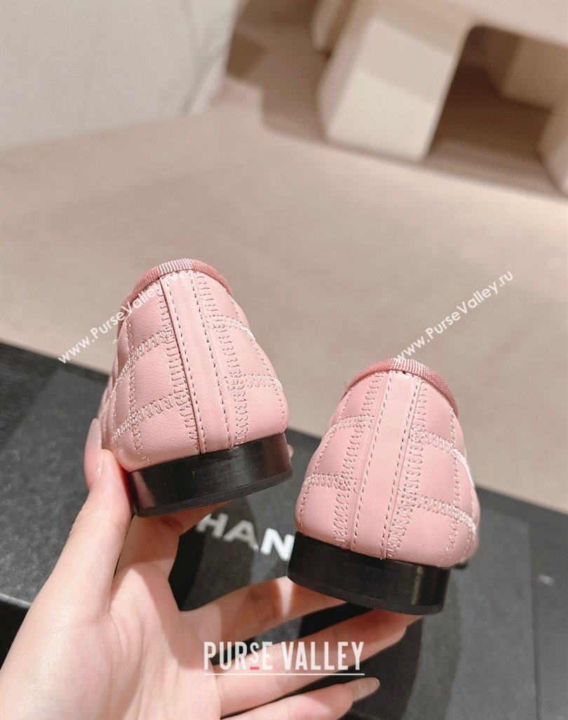 Chanel Quilted Lambskin Grosgrain Ballet Flats Pink 2024 081644 (MD-240816053)