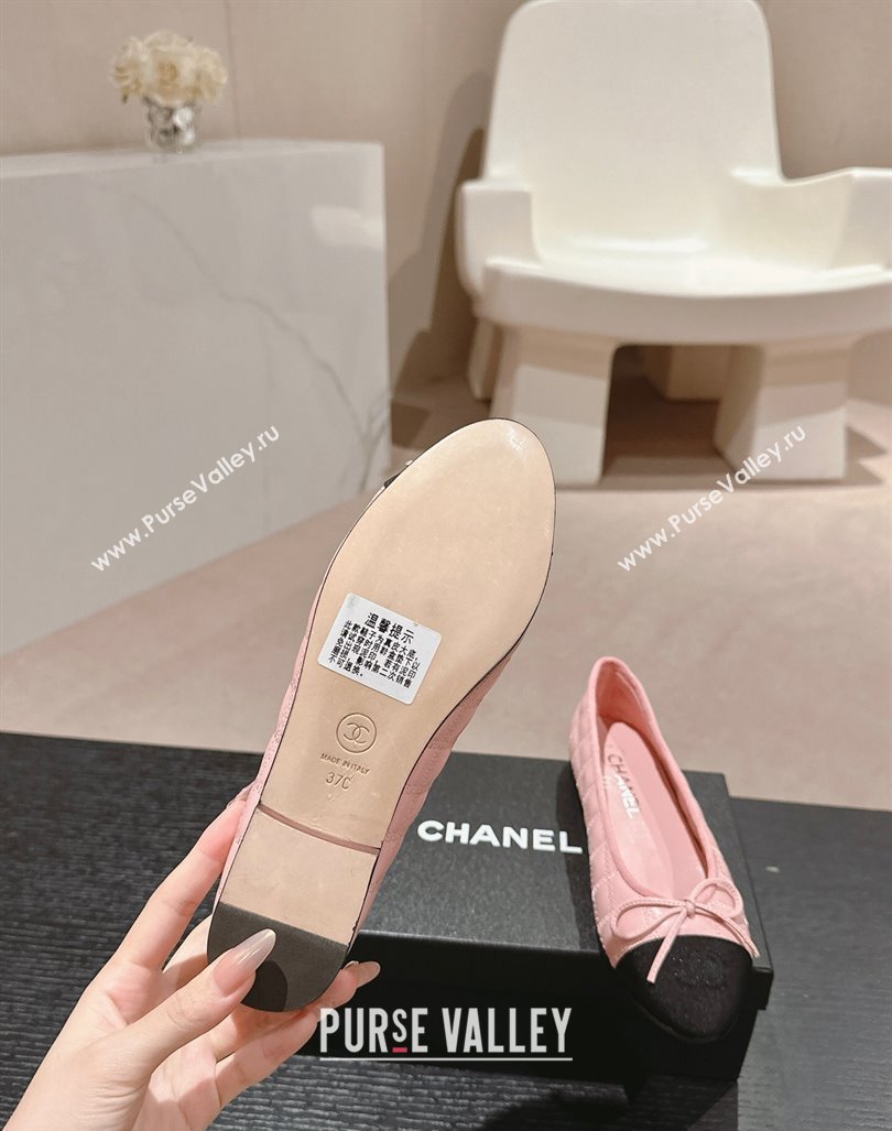 Chanel Quilted Lambskin Grosgrain Ballet Flats Pink 2024 081644 (MD-240816053)