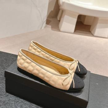 Chanel Quilted Lambskin Grosgrain Ballet Flats Beige 2024 081644 (MD-240816054)