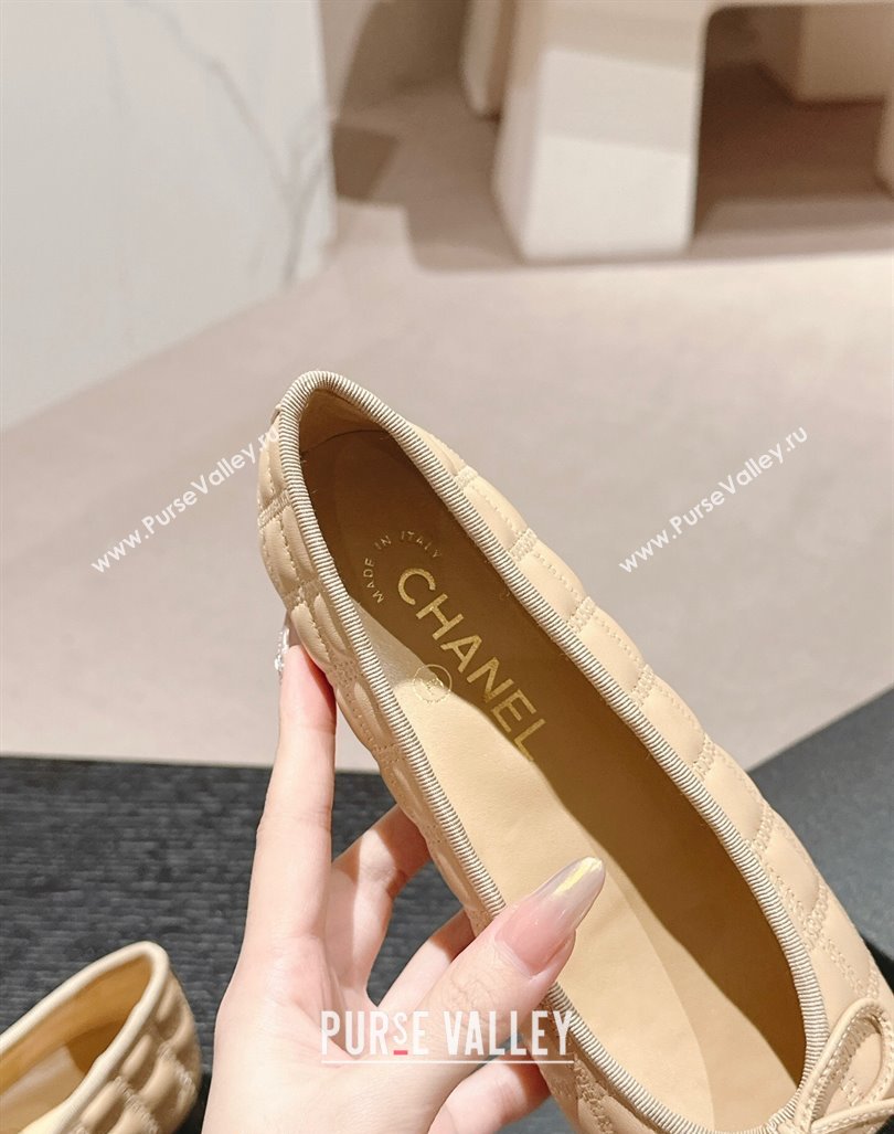 Chanel Quilted Lambskin Grosgrain Ballet Flats Beige 2024 081644 (MD-240816054)