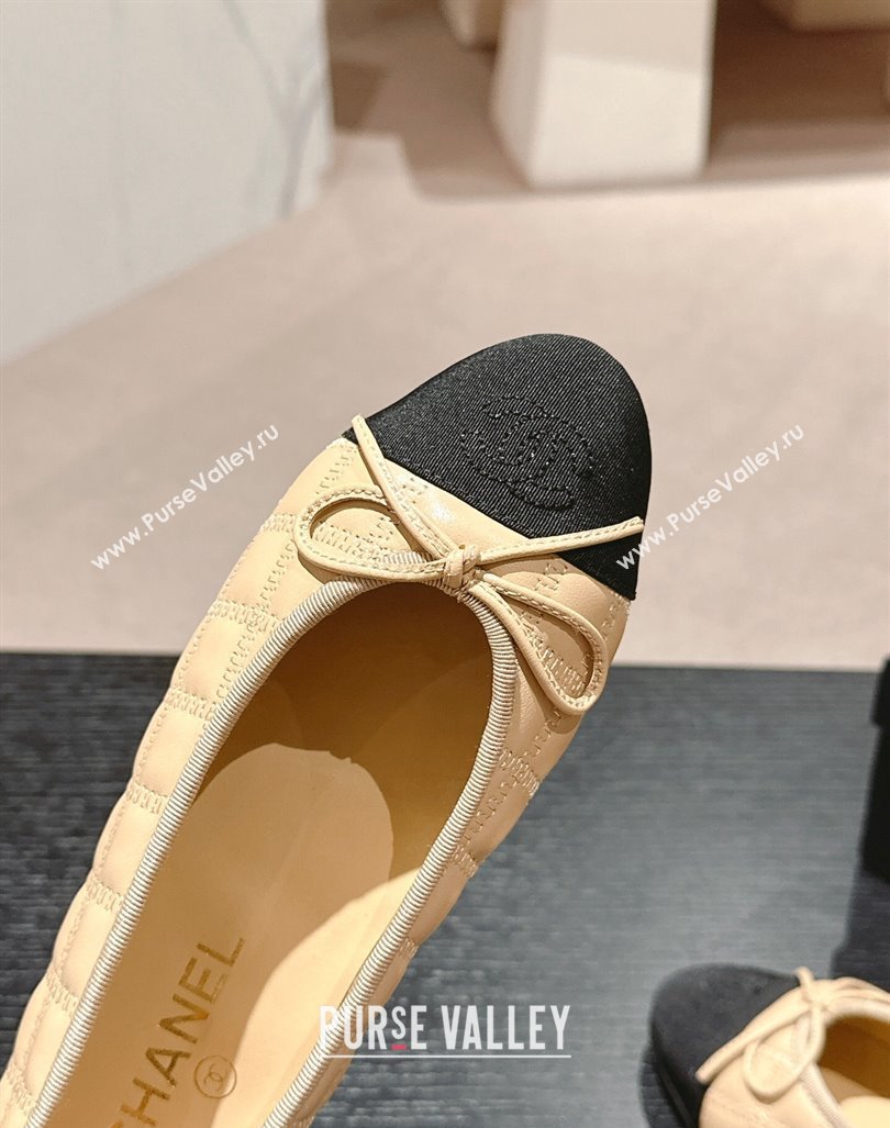 Chanel Quilted Lambskin Grosgrain Ballet Flats Beige 2024 081644 (MD-240816054)