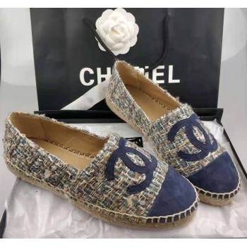 Chanel Tweed Suede Espadrilles Flat Blue 2024 081502 (MD-240815122)