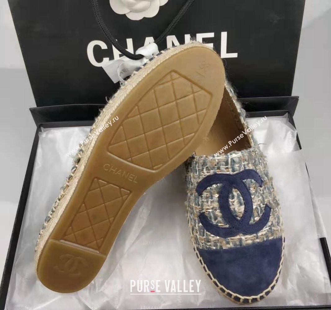 Chanel Tweed Suede Espadrilles Flat Blue 2024 081502 (MD-240815122)