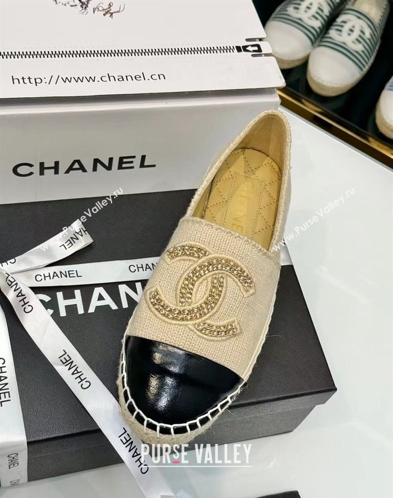 Chanel Knit Calfskin Espadrilles Flat Beige 2024 0816 (HB-240816002)