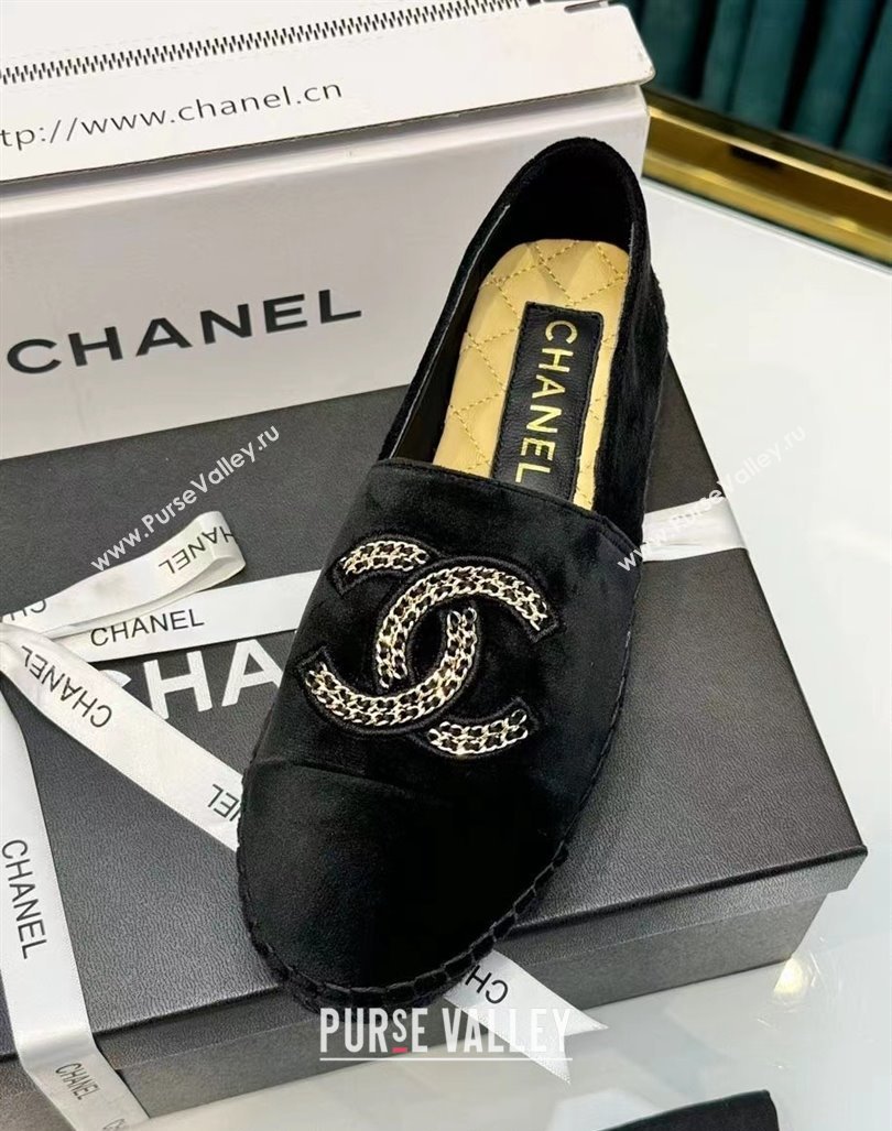 Chanel Suede Espadrilles Flat Black 2024 081603 (HB-240816003)