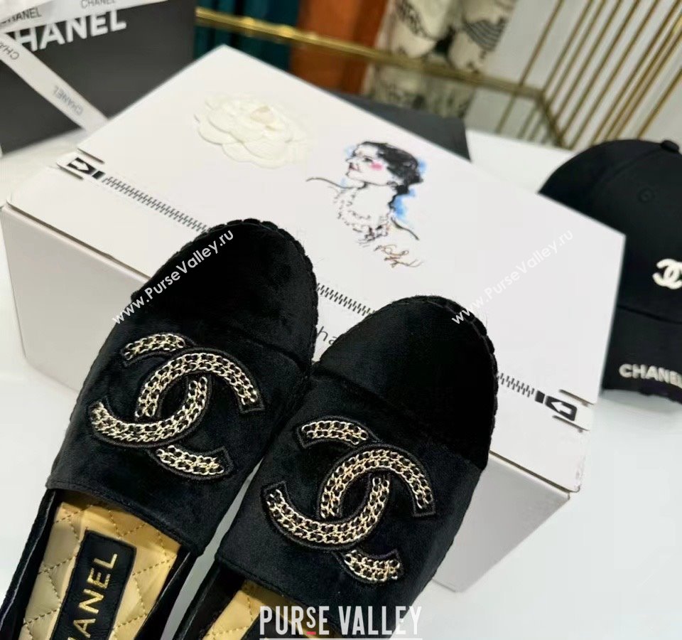 Chanel Suede Espadrilles Flat Black 2024 081603 (HB-240816003)