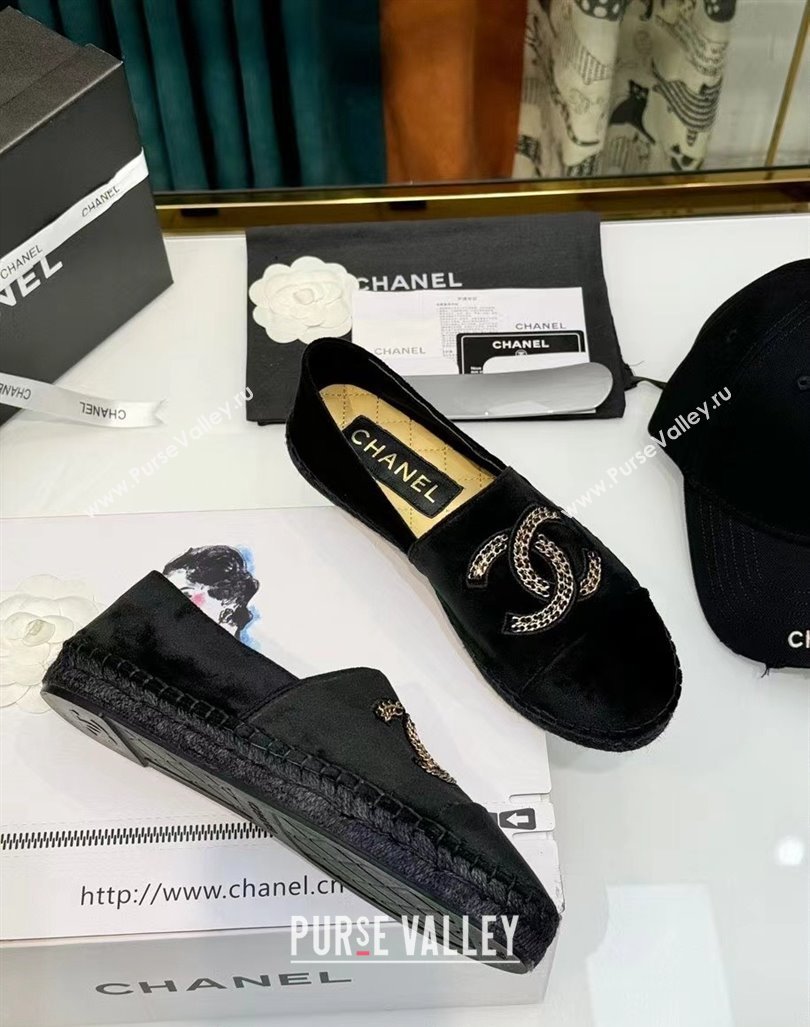 Chanel Suede Espadrilles Flat Black 2024 081603 (HB-240816003)