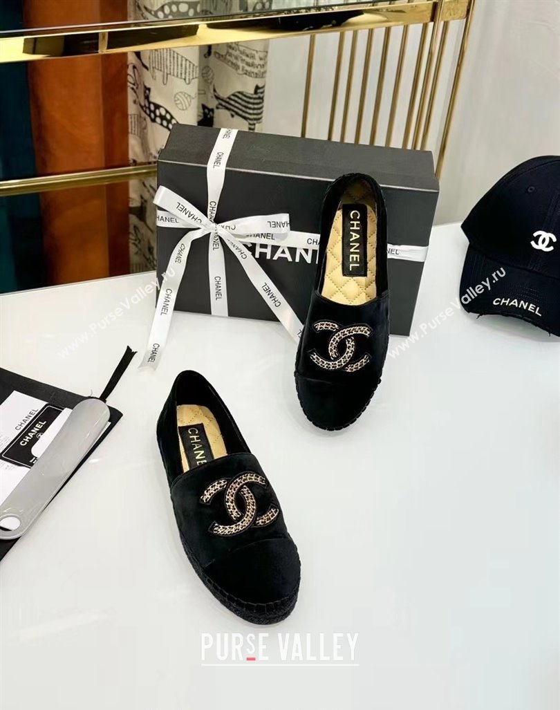 Chanel Suede Espadrilles Flat Black 2024 081603 (HB-240816003)