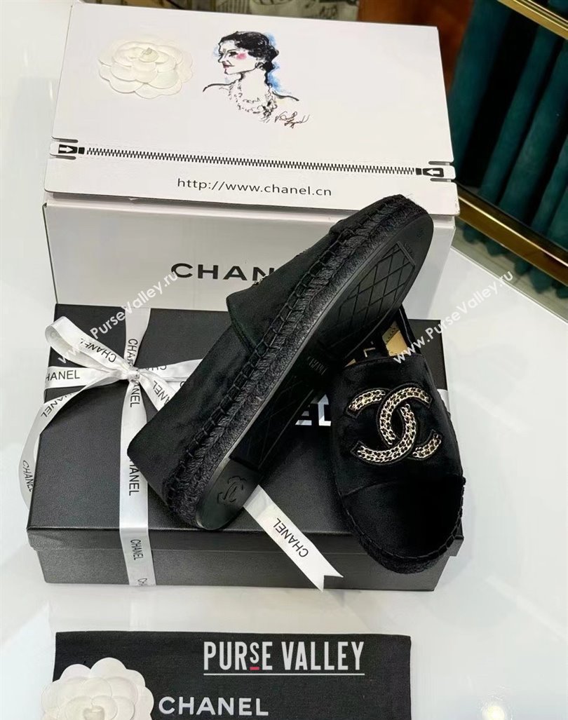 Chanel Suede Espadrilles Flat Black 2024 081603 (HB-240816003)