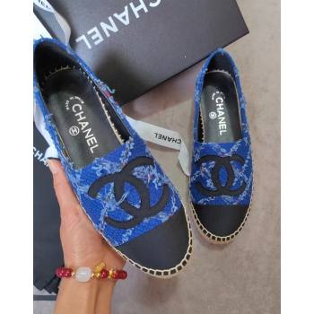 Chanel Tweed Grosgrain Espadrilles Flat Blue 2024 081505 (MD-240815125)