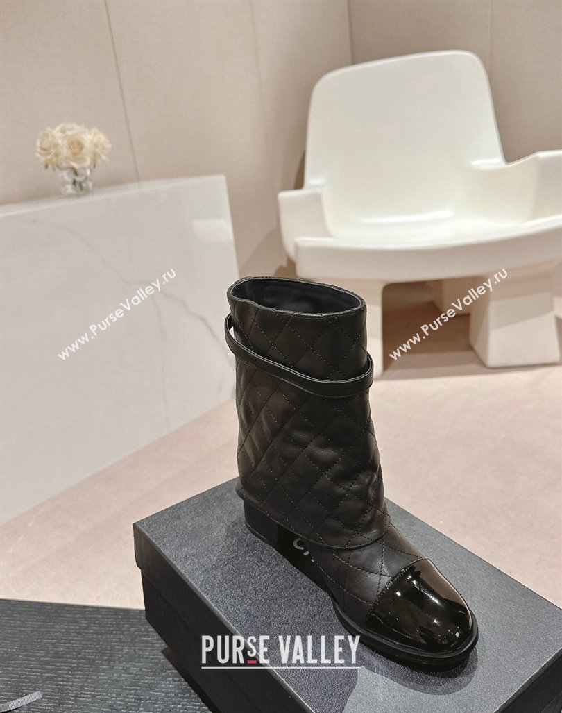 Chanel Calfskin Heel Ankle Boots with Foldover and Buckle Strap Beige 2024 081676 (MD-240816079)