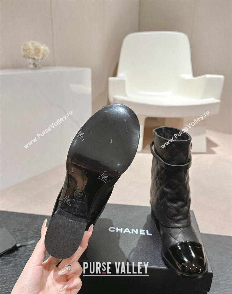 Chanel Calfskin Heel Ankle Boots with Foldover and Buckle Strap Beige 2024 081676 (MD-240816079)