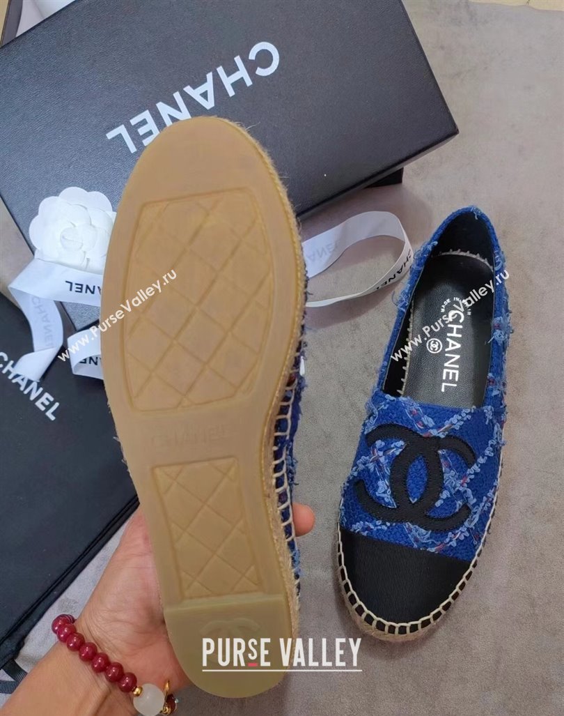 Chanel Tweed Grosgrain Espadrilles Flat Blue 2024 081505 (MD-240815125)