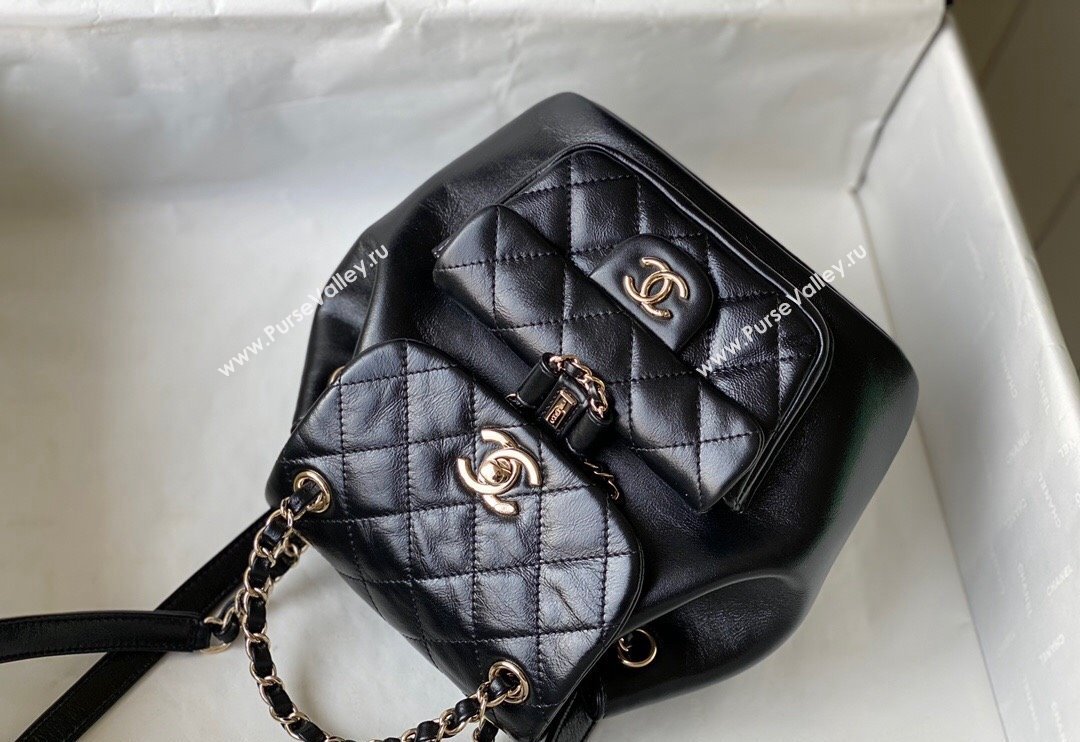 Chanel Aged Calfskin Mini Duma Backpack bag Black 2024 AS2908 (SM-240829067)