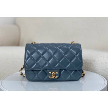 Chanel Shiny Lambskin Small Flap bag with Thick Chain Grey 2024 AS5027 (SM-240829068)