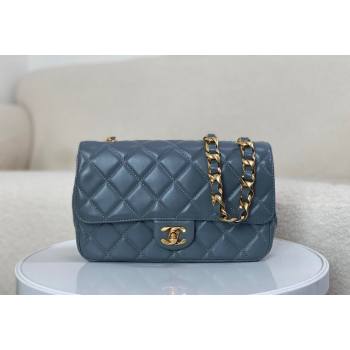 Chanel Shiny Lambskin Flap bag with Thick Chain Grey 2024 AS6300 (SM-240829069)