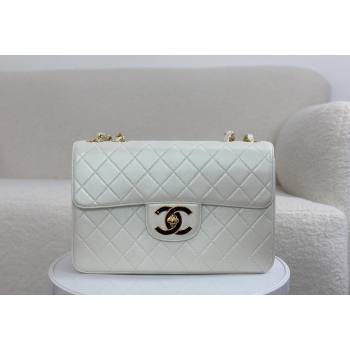 Chanel Vintage Grained Calfskin Flap bag Pearly White 2024 A088 (SM-240829078)