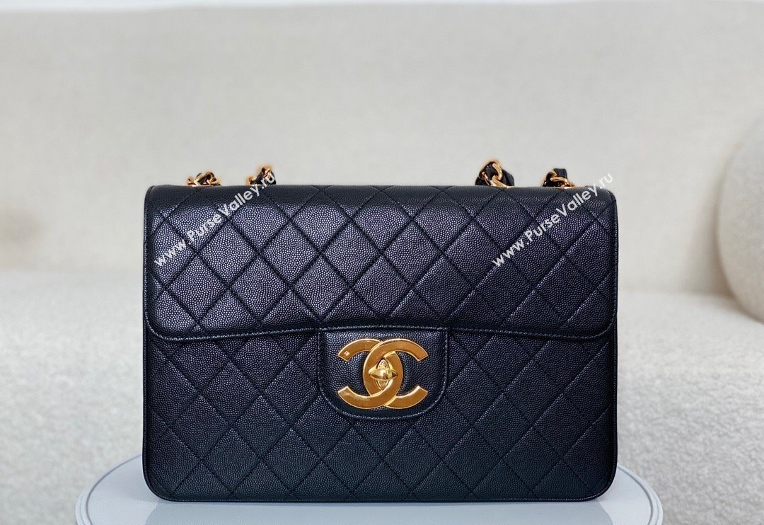 Chanel Vintage Grained Calfskin Flap bag Black 2024 A088 (SM-240829080)