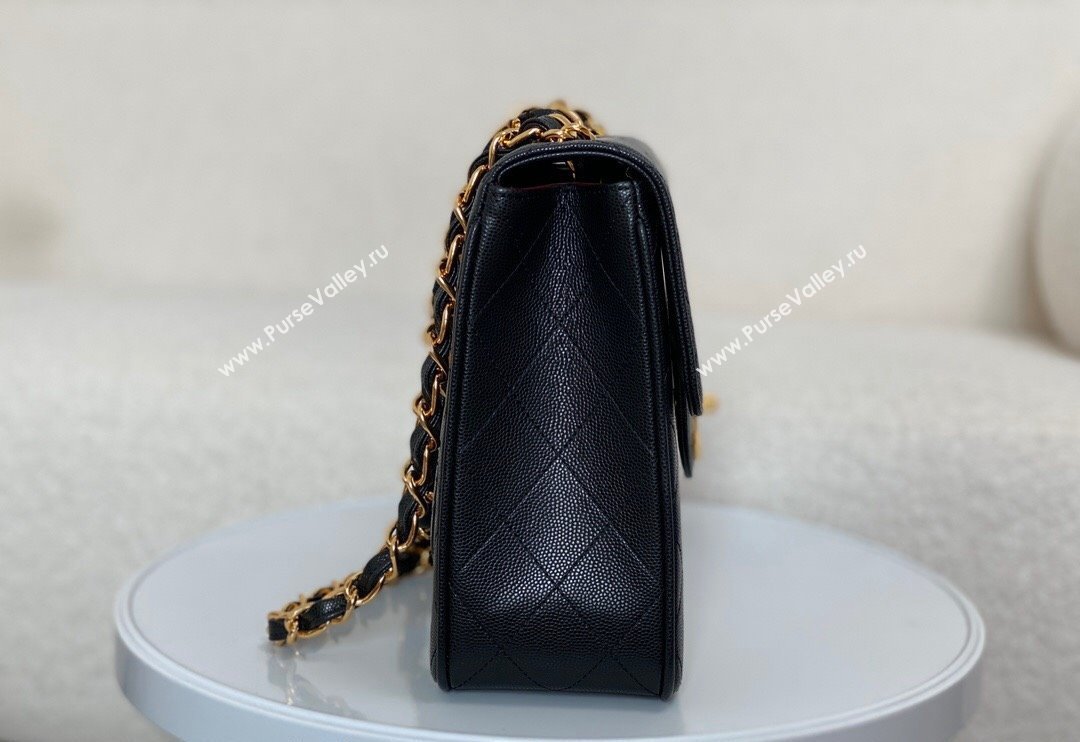 Chanel Vintage Grained Calfskin Flap bag Black 2024 A088 (SM-240829080)